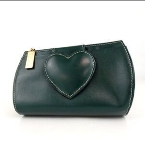 MOSCHINO Leather green heart pouch